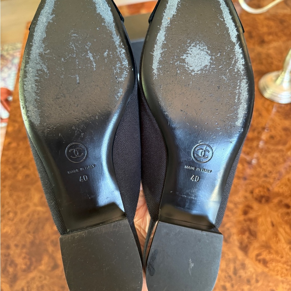 CHANEL Black Mules with Logo Cap Toe - Picture 8 of 13